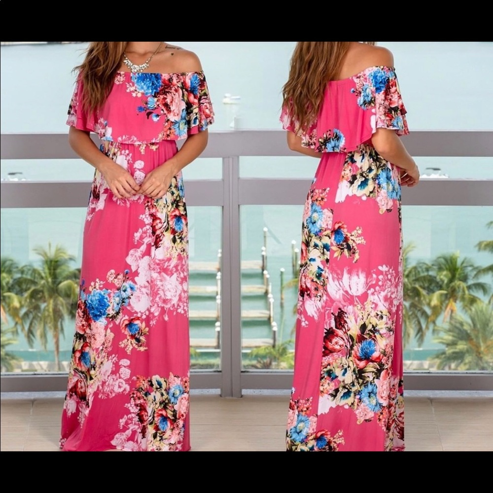 Maxi off the shoulder floral dress